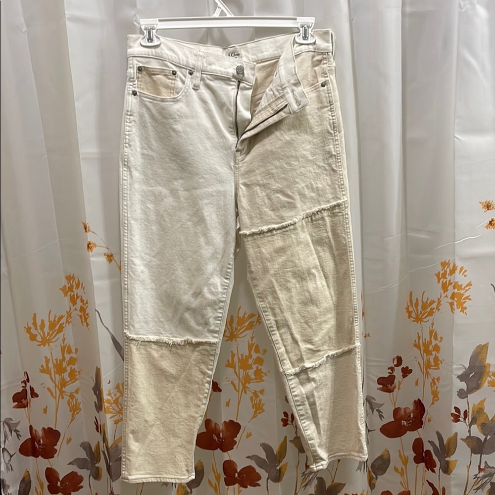 Two-Tone Cream and Tan Jeans
